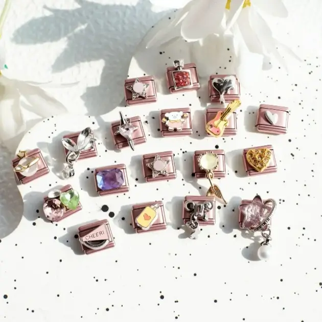 18 Pcs Rose Gold Charm Bracelet Set - DIY Beads & Gifts