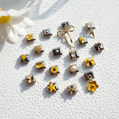 18 PCS Yellow Bow Cute Charms Bracelet Kit