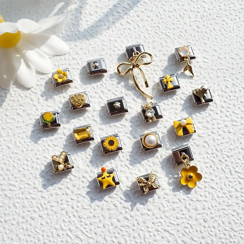 18 PCS Yellow Bow Cute Charms Bracelet Kit