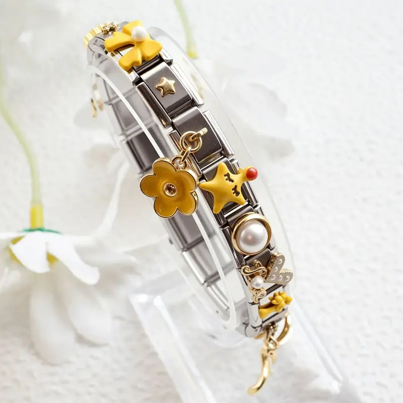 18 PCS Yellow Bow Cute Charms Bracelet Kit