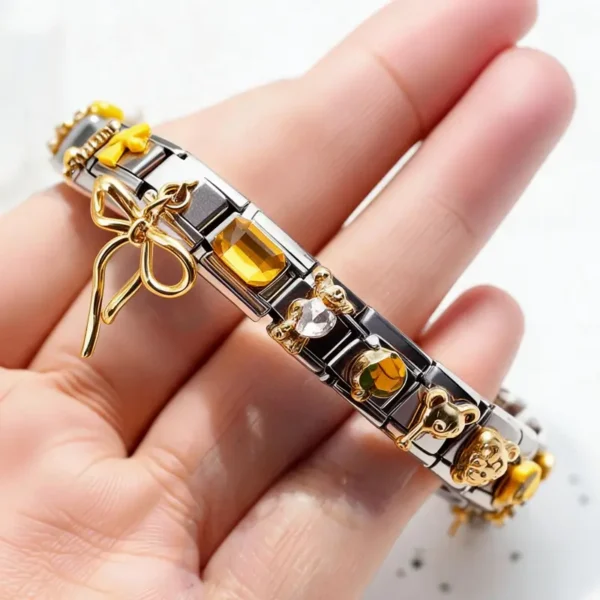 18 PCS Yellow Bow Cute Charms Bracelet Kit