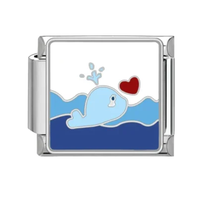 lovincharm-053 Blue Whale Red Heart