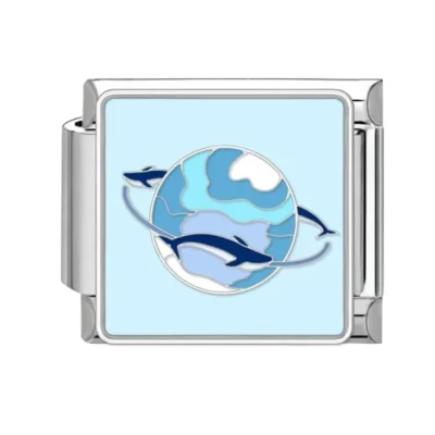 lovincharm-064 Dolphins Circle Blue Planet