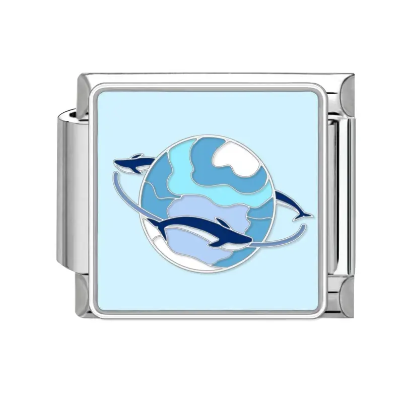 lovincharm-064 Dolphins Circle Blue Planet