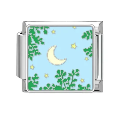 lovincharm-065 Crescent Moon Green Leaves