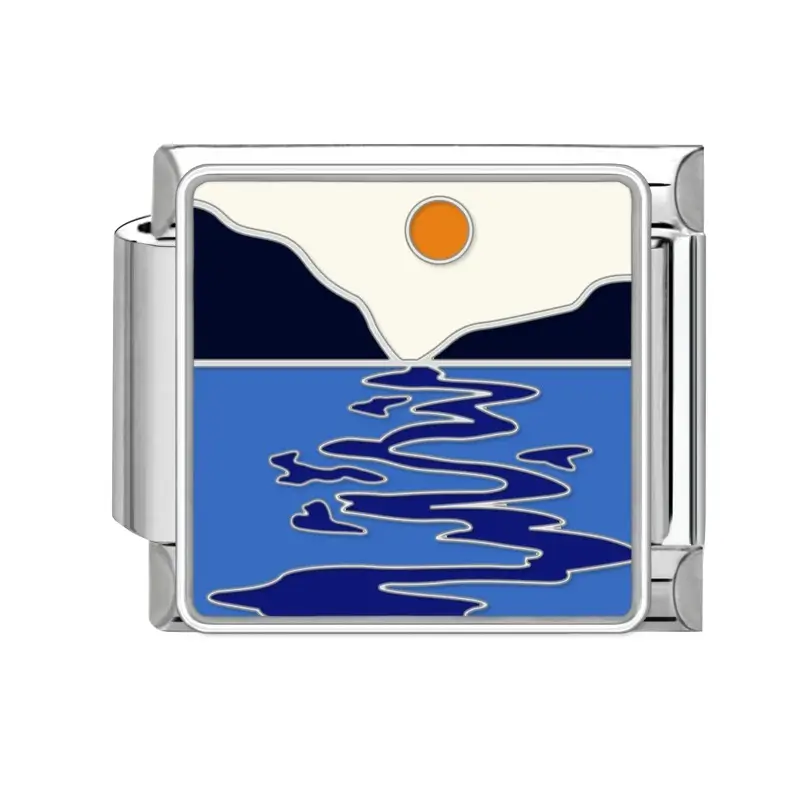lovincharm-068 Orange Sun Blue Waves