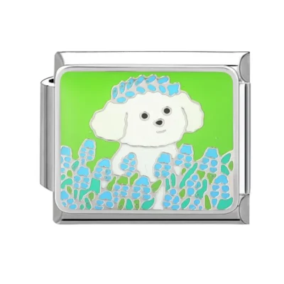 lovincharm-090 Blue Floral Pup