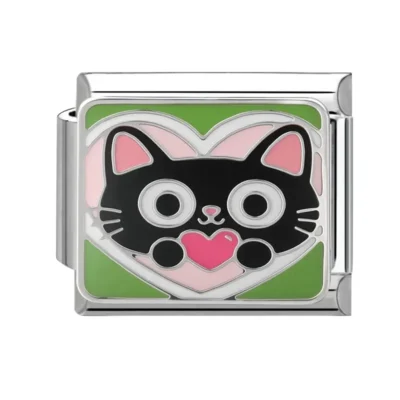 lovincharm-130 White Cat Holding Heart