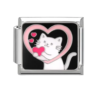 lovincharm-134 Black Cat Heart Cuddle
