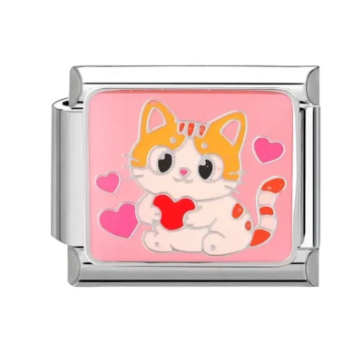lovincharm-137 Black Cat Layered Heart