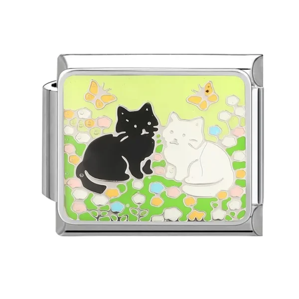 Cats Flower Butterfly - floral charm bracelet
