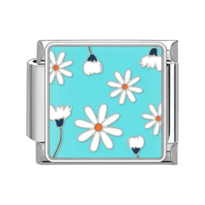 lovincharm-195 White Daisies Blue Background