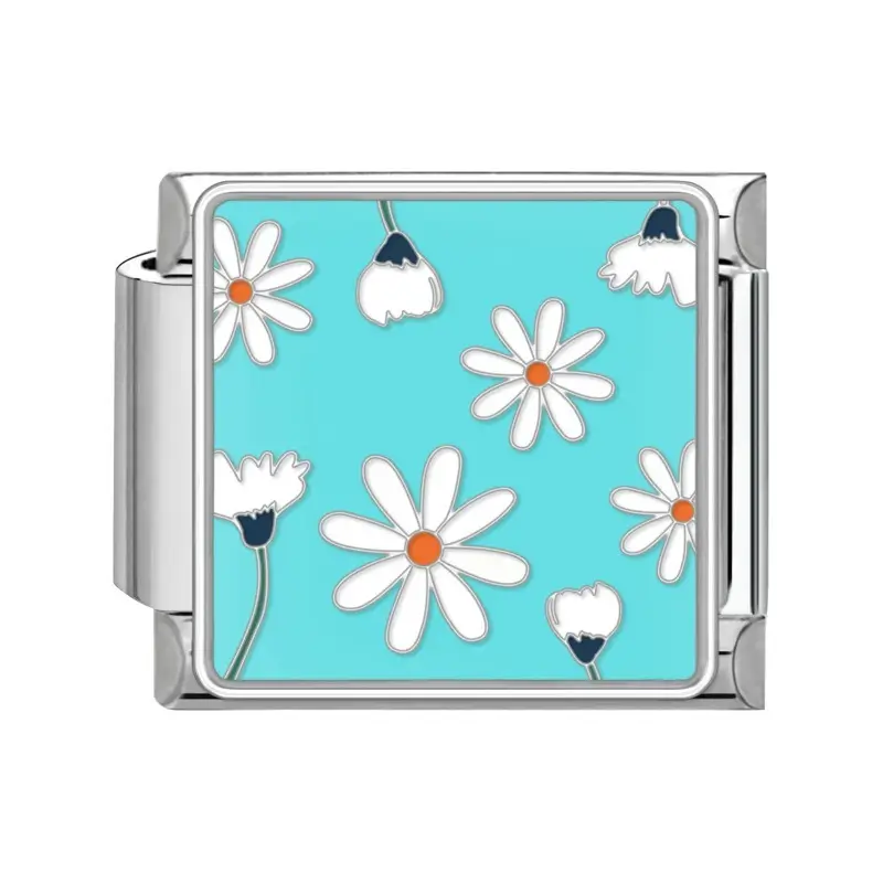 lovincharm-195 White Daisies Blue Background