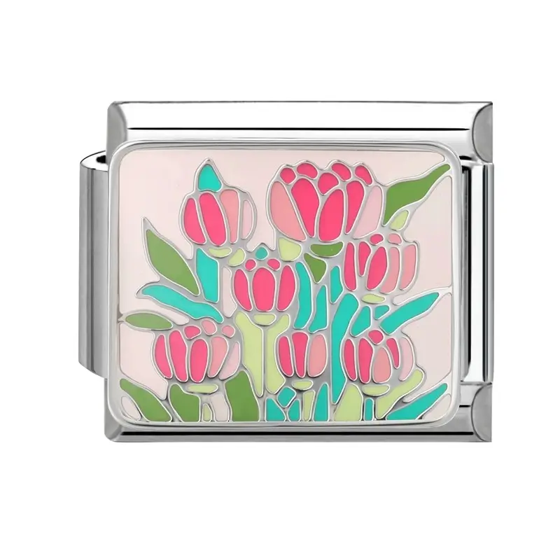 lovincharm-204 Pink Tulip Flower Cluster