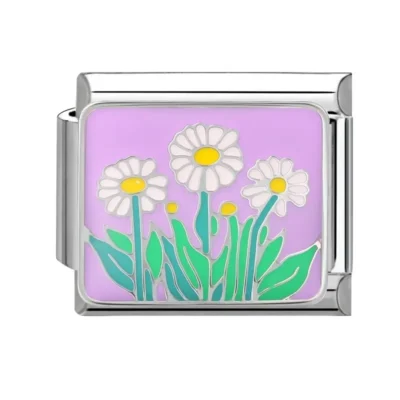lovincharm-209 White Daisy Purple Background