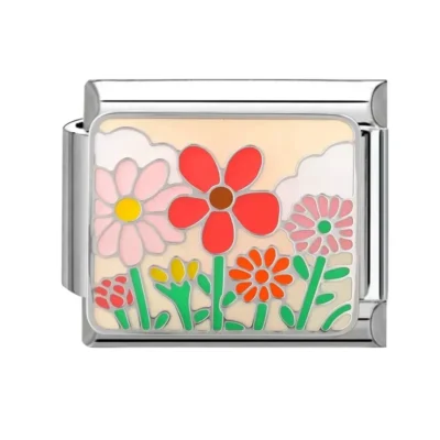 lovincharm-210 Colorful Flowers Beige Background