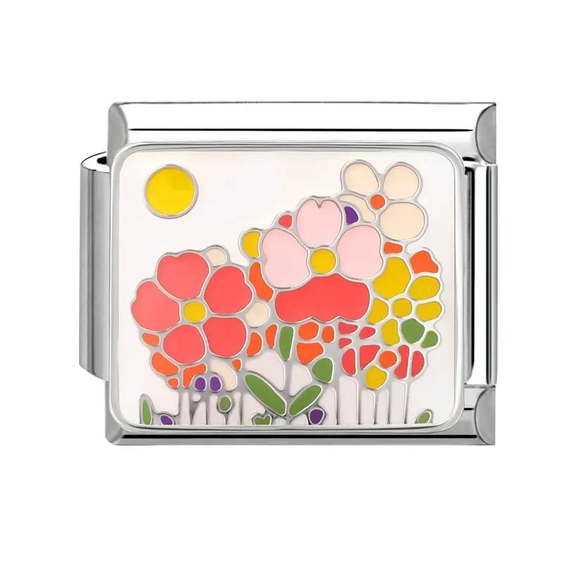 lovincharm-213 Red Flower Yellow Center