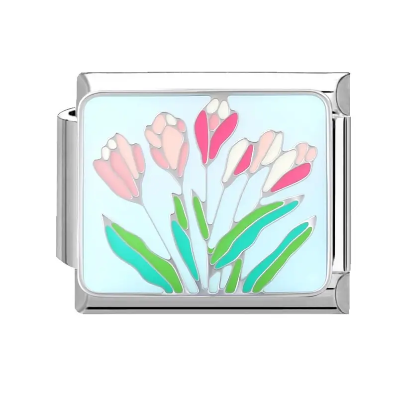 lovincharm-216 Blue Pink Flower Buds