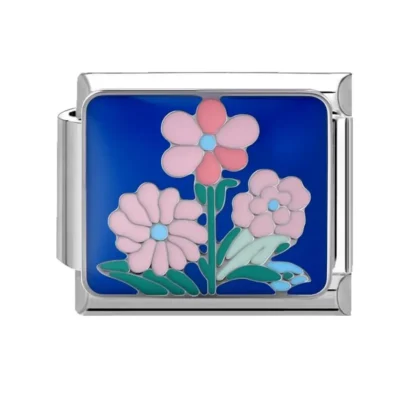lovincharm-224 Pink Daisy Blue Background