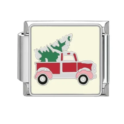 lovincharm-240 Red Christmas Tree Truck