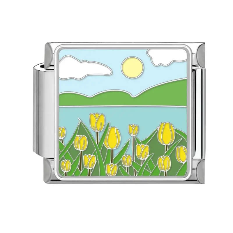 lovincharm-264 Yellow Tulips Sunny Landscape