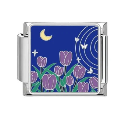 lovincharm-270 Purple Tulips Moon Night