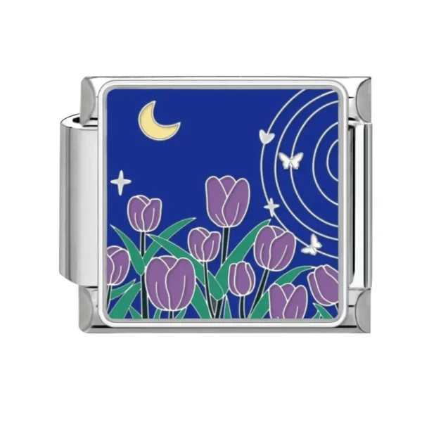 Purple Tulips Moon Night