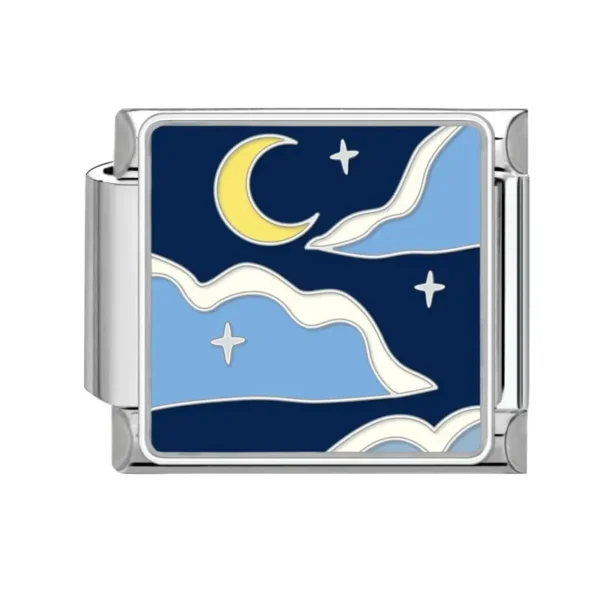 Crescent Moon Starry Clouds