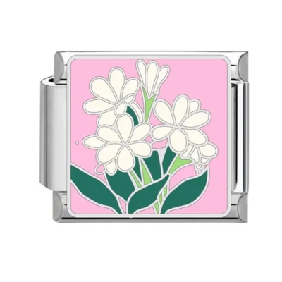 lovincharm-291 White Flowers Pink Background