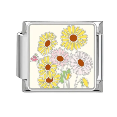 lovincharm-296 Yellow Pink Daisy Cluster