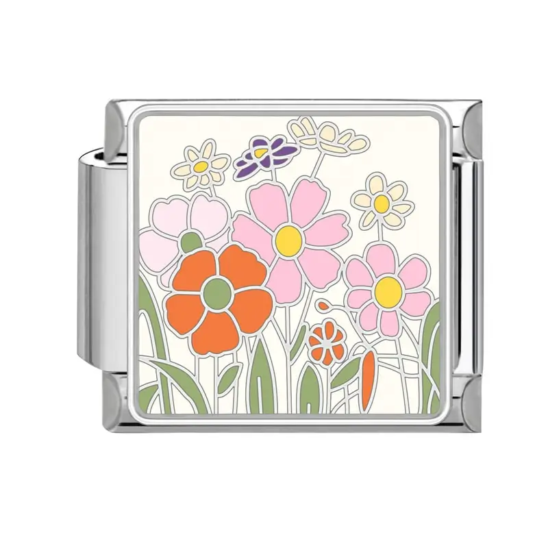 lovincharm-301 Orange Pink Flower Design